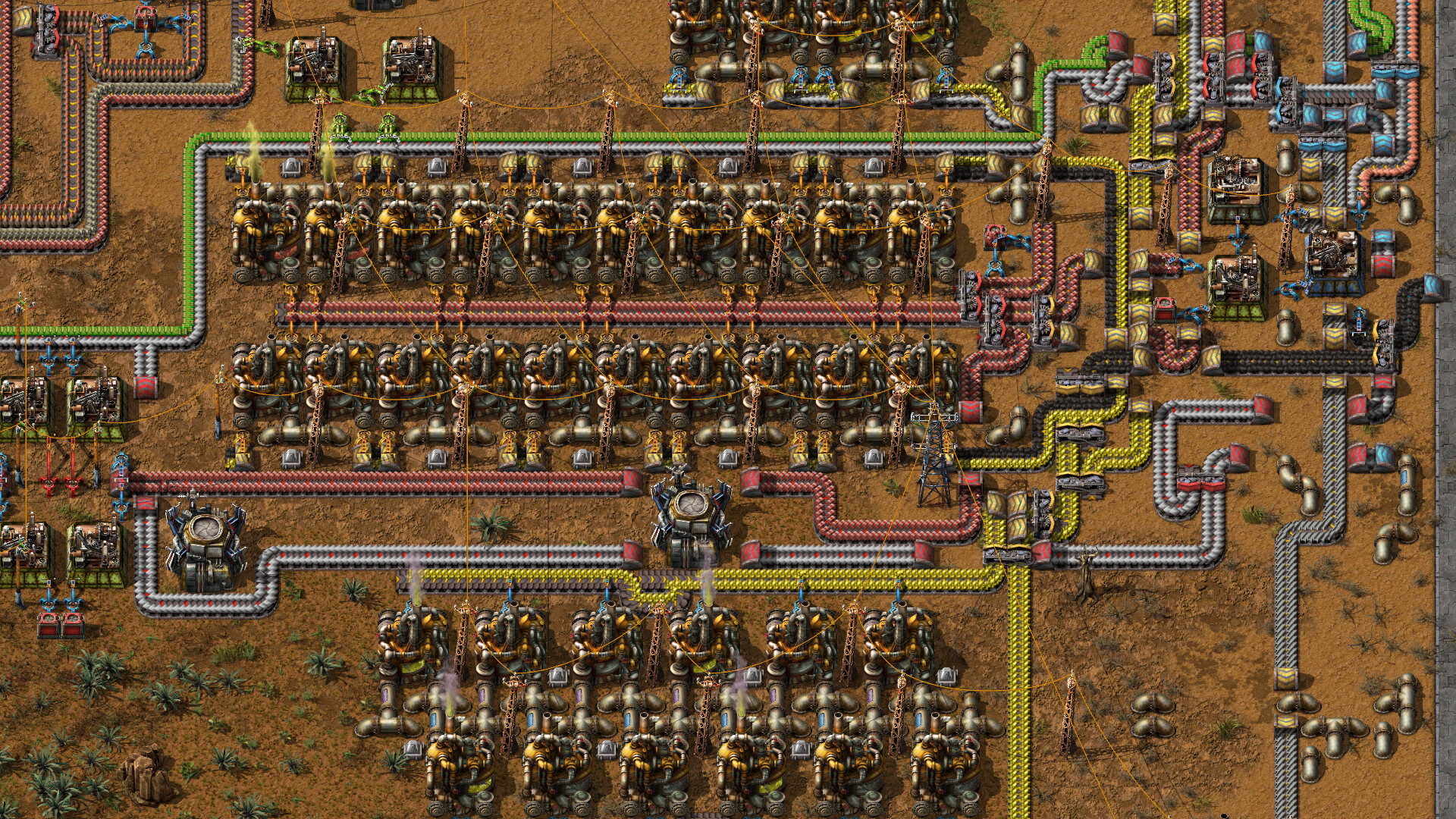 Production fed by multiple transport lines.