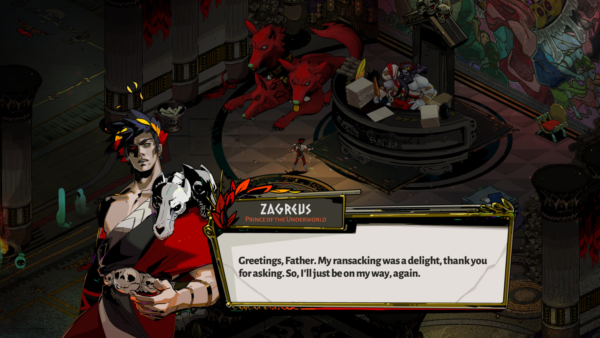 Zagreus speaking in the House of Hades