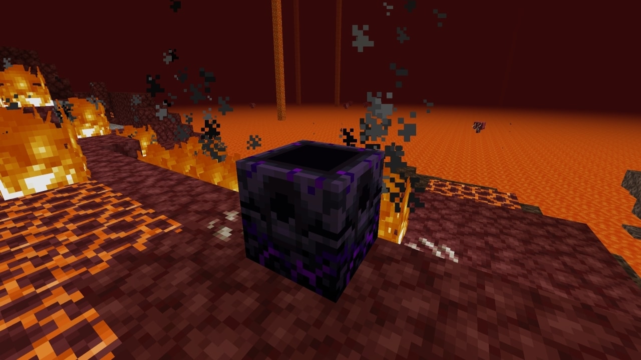 Respawn anchor beside lava in the Nether