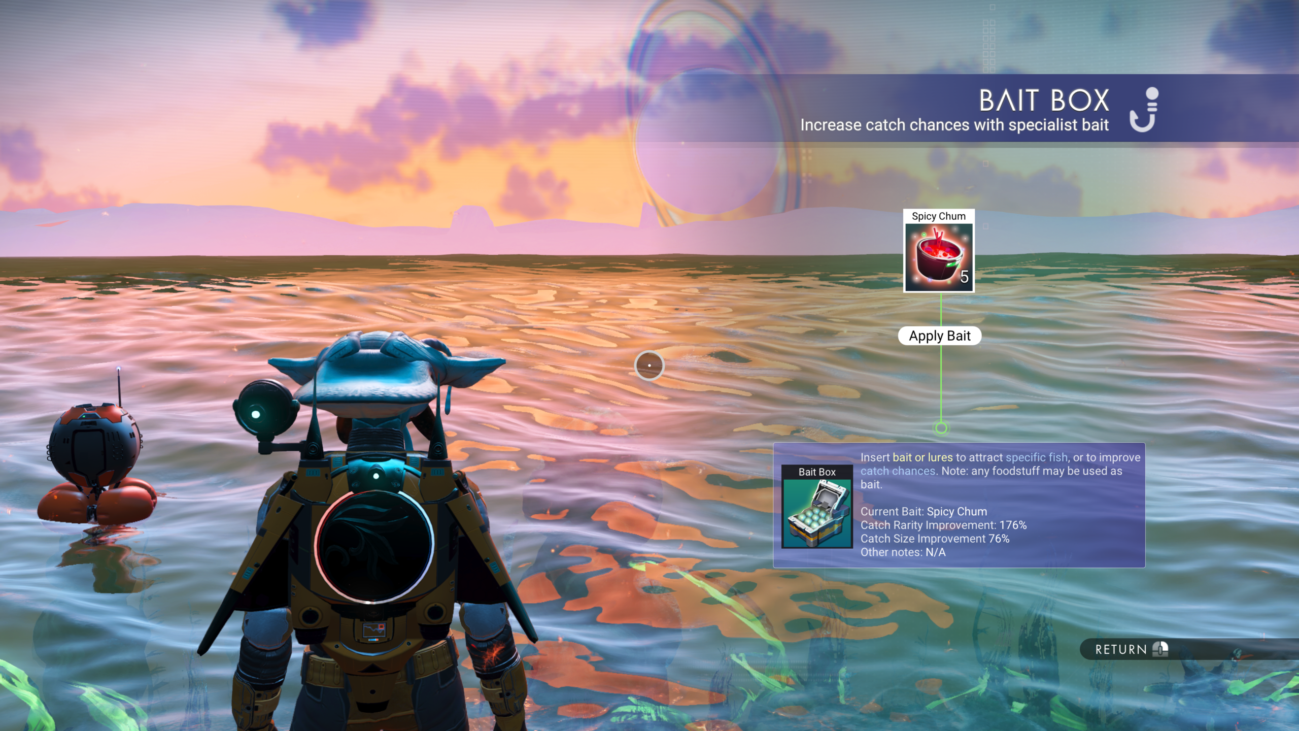 The Fishing Rig bait interface in an official Aquarius screenshot